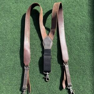 vintage NOCONA suspenders TOOLED brown leather L buffalo nickel WESTERN cowboy